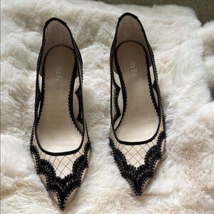 Elegant Black and Cream Heels by Bella Belle
